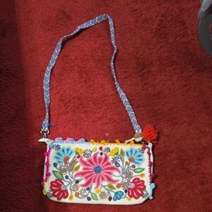Embroidered Floral Crossbody Bag